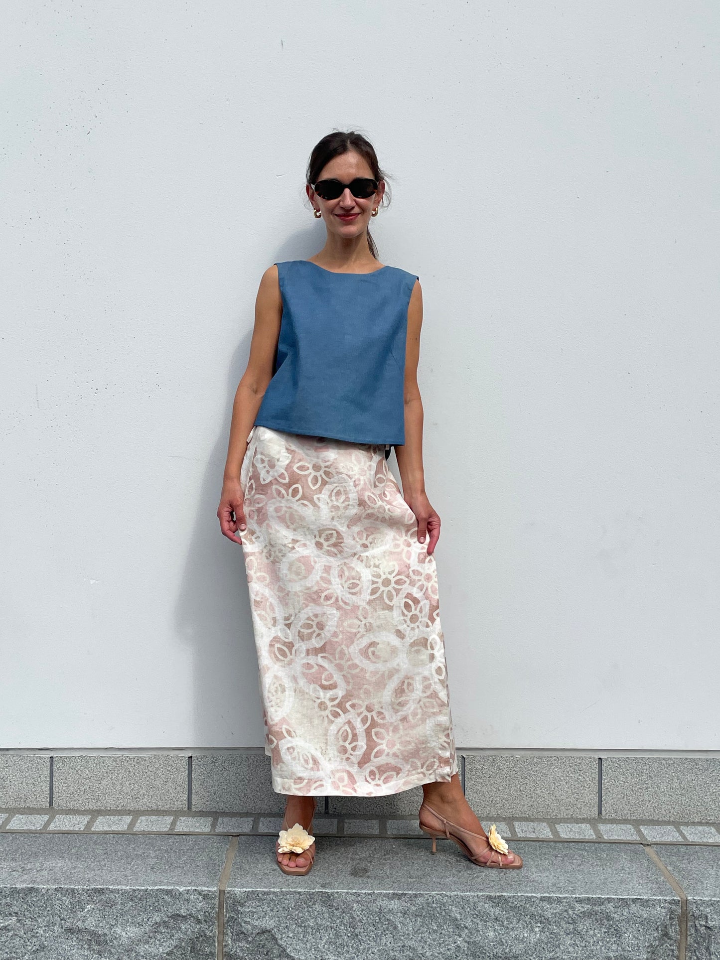 POPPANACHIC Linen wrap maxi skirt