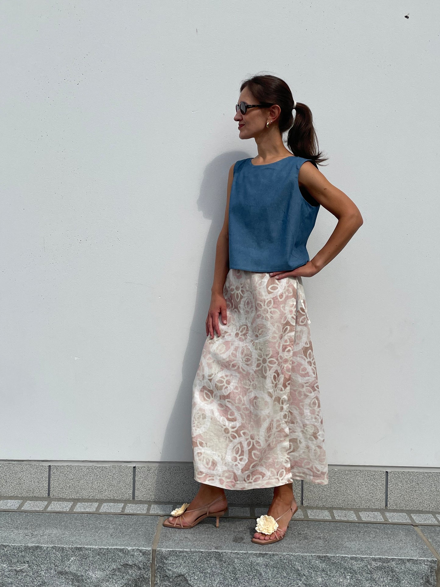 POPPANACHIC Linen wrap maxi skirt
