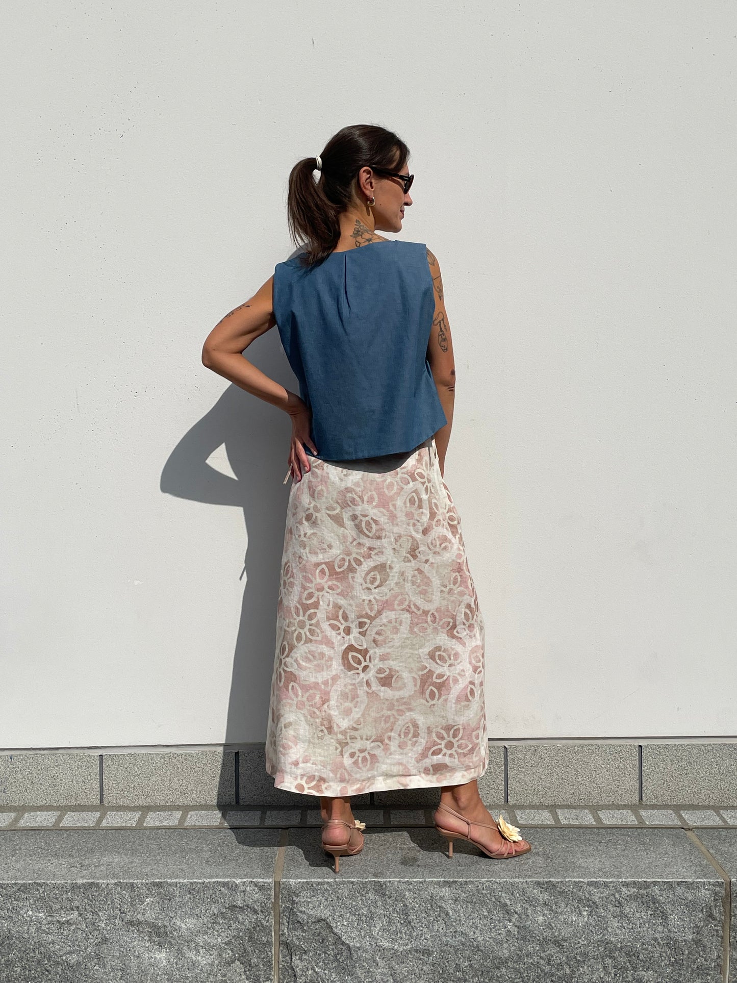 POPPANACHIC Linen wrap maxi skirt