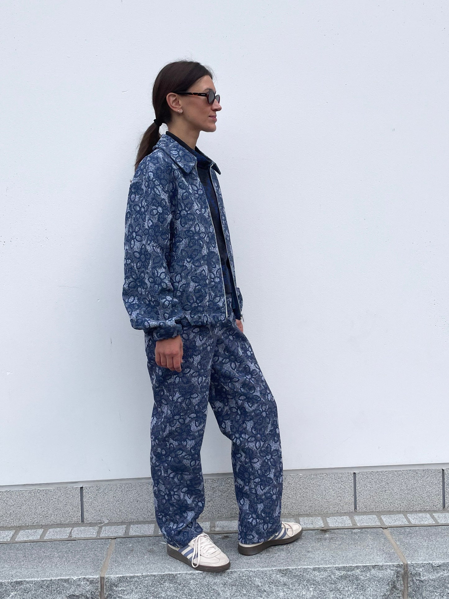 POPPANACHIC Oversized zip-up denim jacket