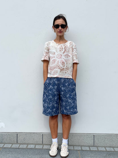 POPPANACHIC Knee-length denim shorts