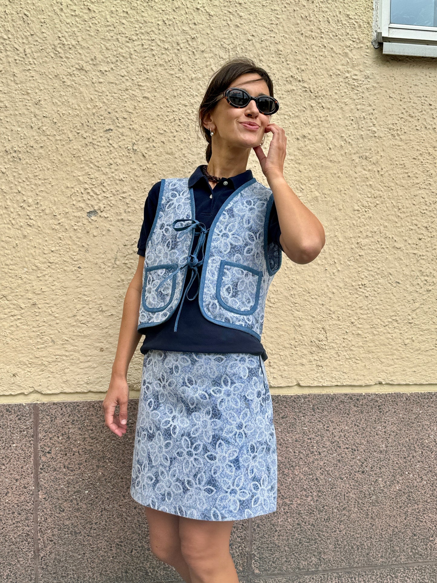 POPPANACHIC Denim bow vest